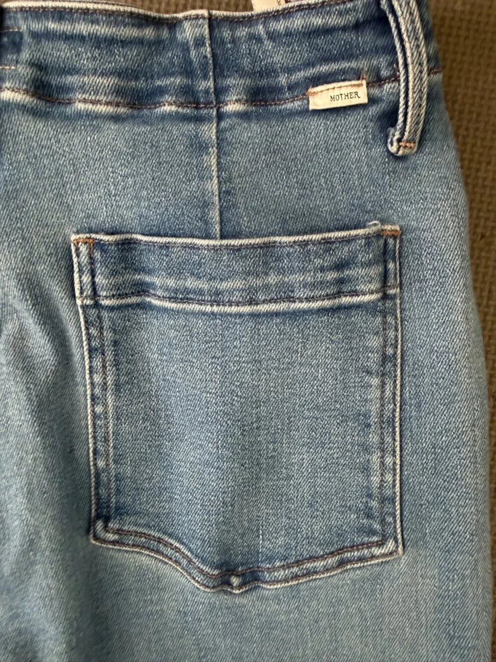 MOTHER The Major Zip Skimp Jeans- High rise/medium wash/wide leg- 28
